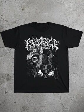 Brutal Death Metal Graphic T-Shirt – Gothic Horror Cross Art Black Tee Unisex